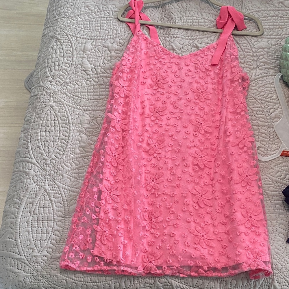 Blue Rain Pink Floral Embellished Dress